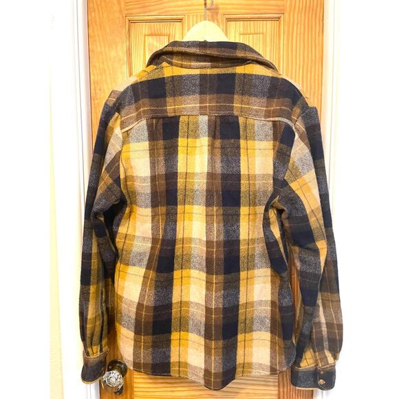 FRENCH CONNECTION Caty Checked Shacket Gold Wool Women’s Large - Picture 8 of 8